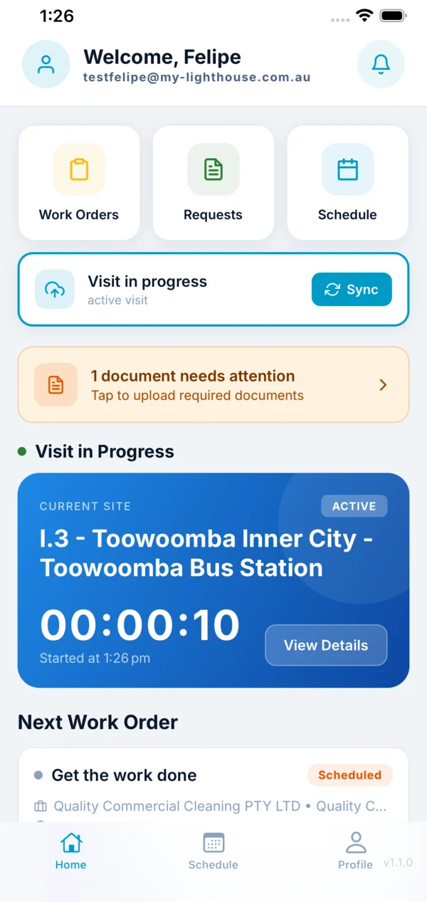 Boomerang app — Welcome & Visit in Progress