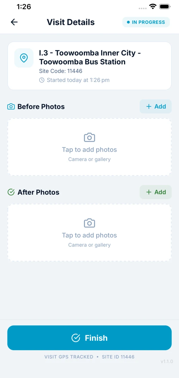 Boomerang app — Visit Details with Before & After photos