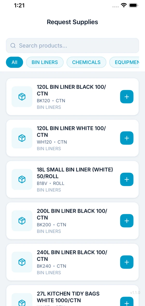 Boomerang app — Request Supplies inventory