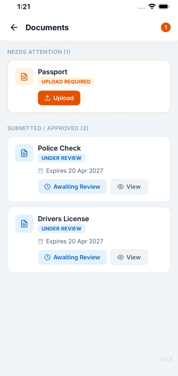 Boomerang app — Documents & compliance