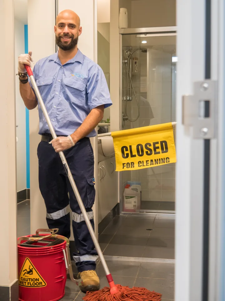 QCC hygiene specialist completing a thorough facility clean