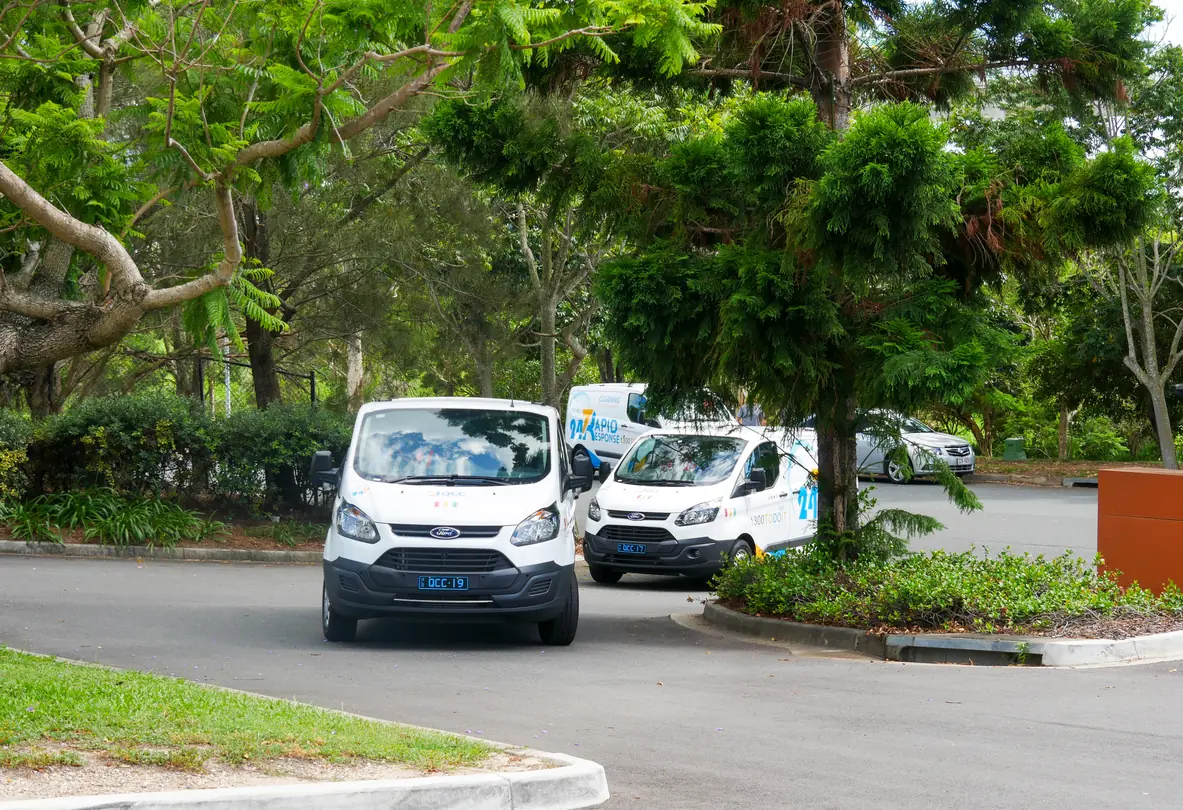 QCC service vehicles arriving at a hospitality venue